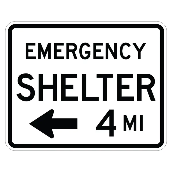 Emergency Shelter Left Arrow 4 MI