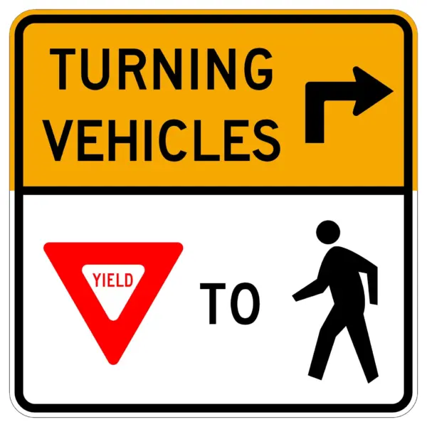 Turning Vehicles Yield to Pedestrians (Right Arrow)