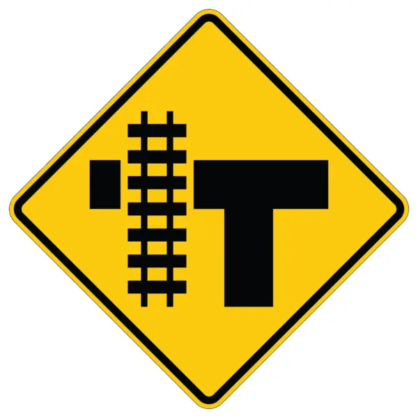 Left Railroad Crossing T Road