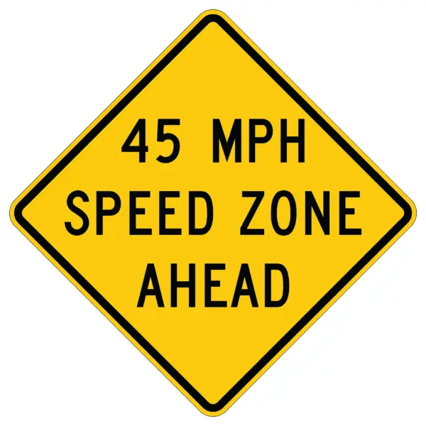 45 MPH Speed Zone Ahead