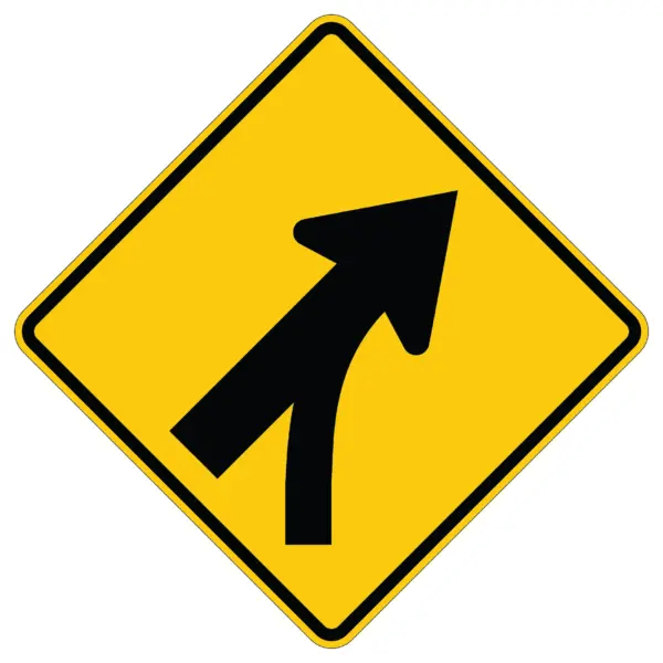 Entering Roadway Merge Symbol Right