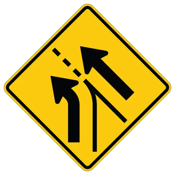 Entering Roadway Added Lane Left Symbol