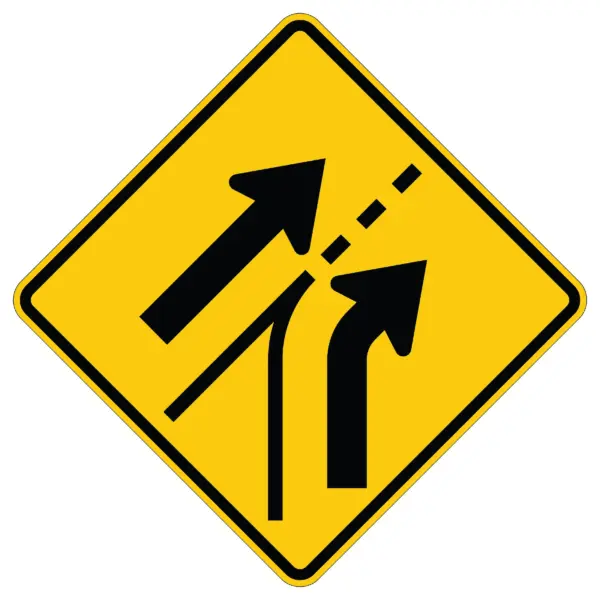 Entering Roadway Added Lane Right Symbol